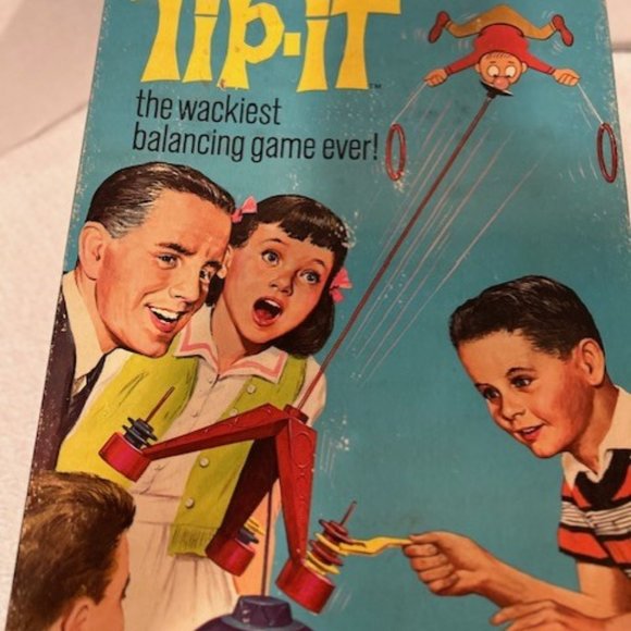 1965 ORIGINAL BOX IDEAL TIP IT BOARD GAME VINTAGE ALL PIECES ARE INCLUDED - Picture 1 of 6